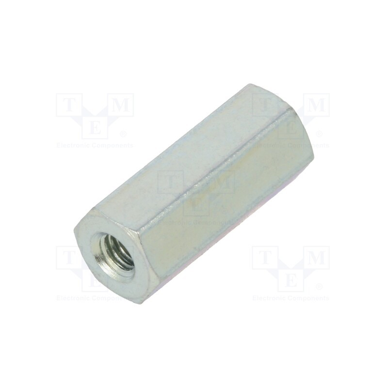 50 pcs : 122X12 - Screwed spacer sleeve, 12mm, Int.thread: M2,5, hexagonal, steel
