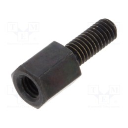 50 pcs : 213X06SW - Screwed spacer sleeve, 6mm, Int.thread: M3, Ext.thread: M3, brass