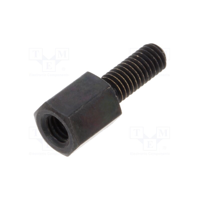 50 pcs : 213X06SW - Screwed spacer sleeve, 6mm, Int.thread: M3, Ext.thread: M3, brass