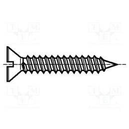 500 pcs : 1373056 - Screw, 2.9x9.5, Head: countersunk, slotted, 0,8mm, hardened steel