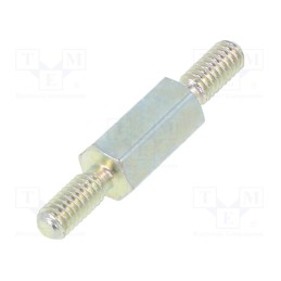 50 pcs : 4212X08 - Screwed spacer sleeve, 8mm, Ext.thread: M2,5, hexagonal, steel
