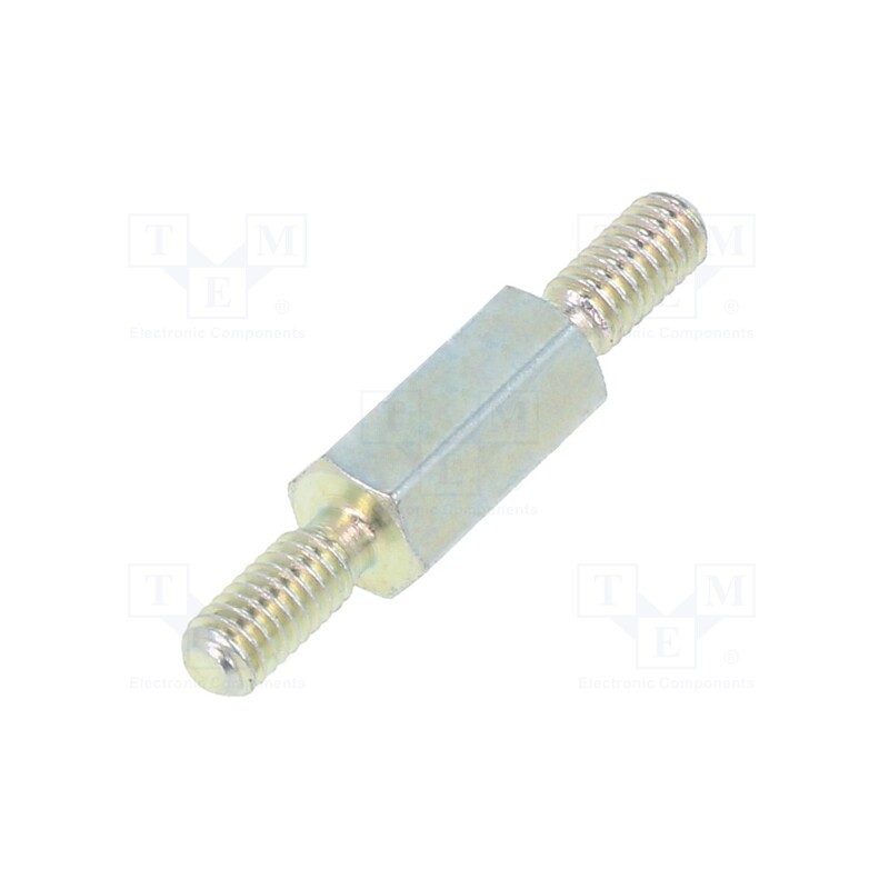 50 pcs : 4212X08 - Screwed spacer sleeve, 8mm, Ext.thread: M2,5, hexagonal, steel