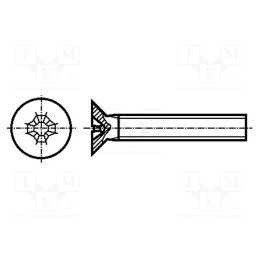500 pcs : 1212044 - Screw, M2x5, 0.4, Head: countersunk, Phillips, PH1, DIN 965A