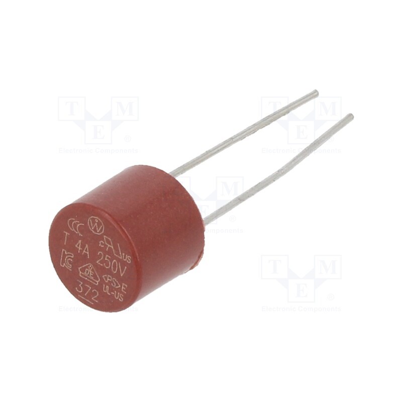 10 pcs : 37214000001 - Fuse: fuse, time-lag, 4A, 250VAC, THT, TR5, copper, 372, 5.08mm