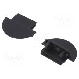 10 set : A3110002 -AS - Cap for LED profiles, black, 2pcs, ABS, with hole, GROOVE14