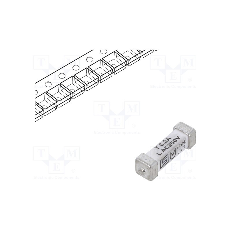 10 pcs : 3403.0174.24 - Fuse: fuse, time-lag, 6.3A, 250VAC, 125VDC, SMD, ceramic, 3x10.1mm