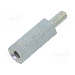 50 pcs : 222X12 - Screwed spacer sleeve, 12mm, Int.thread: M2,5, Ext.thread: M2,5