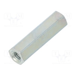 50 pcs : 123X18 - Screwed spacer sleeve, 18mm, Int.thread: M3, hexagonal, steel