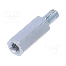 50 pcs : 223X12 - Screwed spacer sleeve, 12mm, Int.thread: M3, Ext.thread: M3, steel