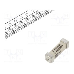 10 pcs : 3403.0156.24 - Fuse: fuse, time-lag, 100mA, 250VAC, 125VDC, SMD, ceramic, 3x10.1mm