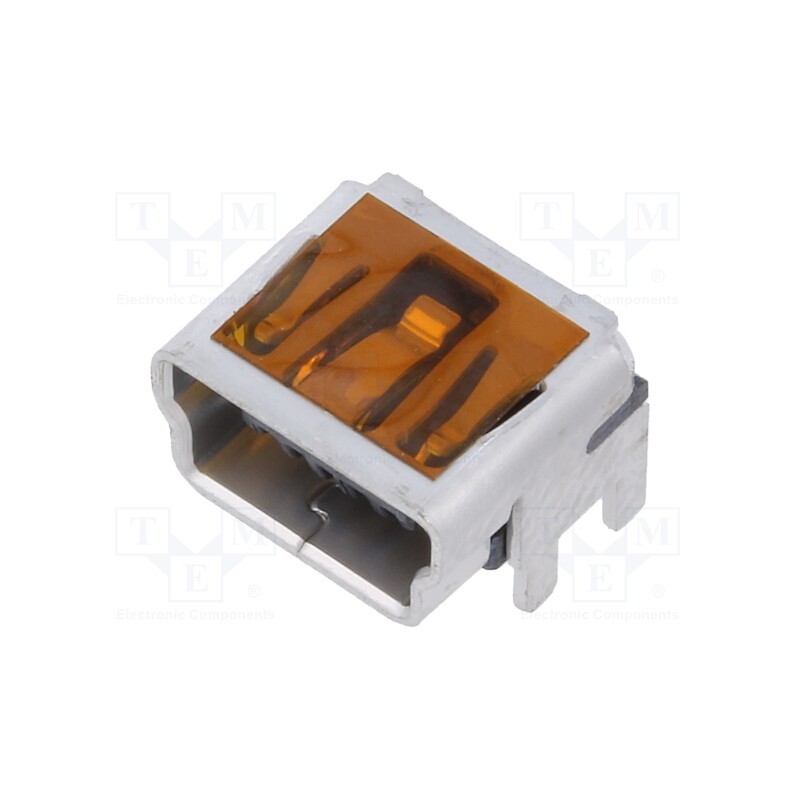 10 pcs : 513870578 - Socket, USB B mini, on PCBs, THT, PIN: 5, angled 90°