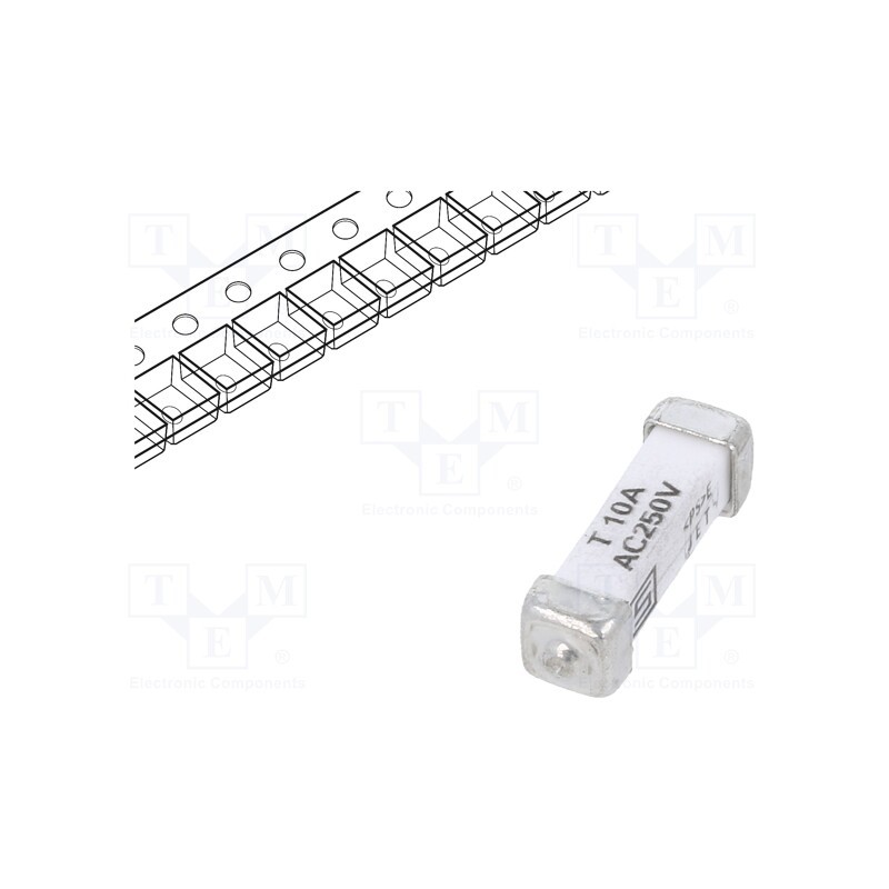 10 pcs : 3403.0176.24 - Fuse: fuse, time-lag, 10A, 250VAC, 125VDC, SMD, ceramic, 3x10.1mm