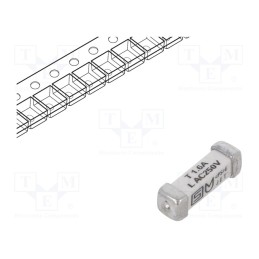 10 pcs : 3403.0168.24 - Fuse: fuse, time-lag, 1.6A, 250VAC, 125VDC, SMD, ceramic, 3x10.1mm