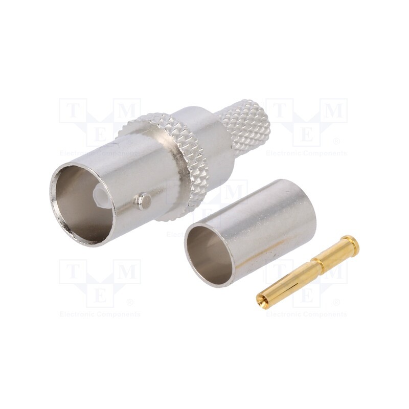 10 pcs : 5-1634514-1 - Plug, BNC, female, straight, 75Ω, crimped, for cable, gold-plated