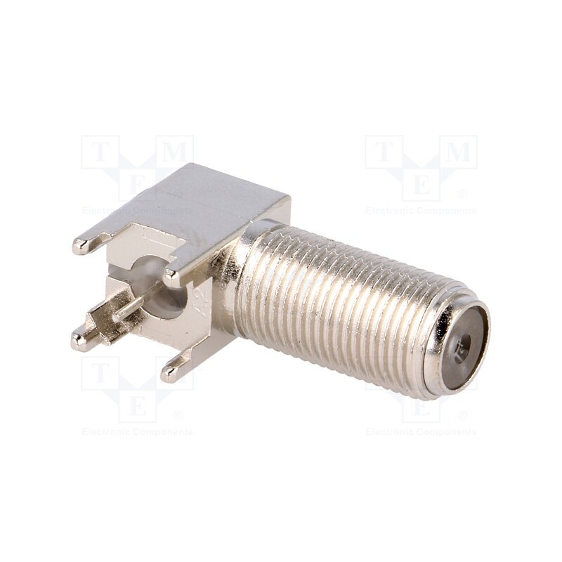 10 pcs : 5-1634540-1 - Socket, F, female, angled 90°, 75Ω, THT, on PCBs