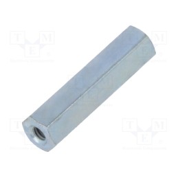 50 pcs : 122X20 - Screwed spacer sleeve, 20mm, Int.thread: M2,5, hexagonal, steel