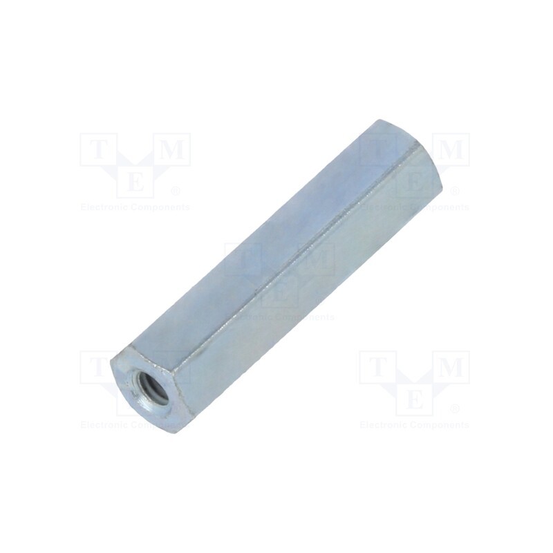 50 pcs : 122X20 - Screwed spacer sleeve, 20mm, Int.thread: M2,5, hexagonal, steel