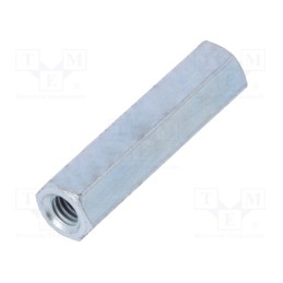 50 pcs : 123X20 - Screwed spacer sleeve, 20mm, Int.thread: M3, hexagonal, steel