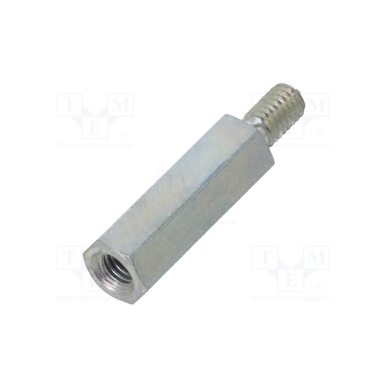 50 pcs : 223X15 - Screwed spacer sleeve, 15mm, Int.thread: M3, Ext.thread: M3, steel