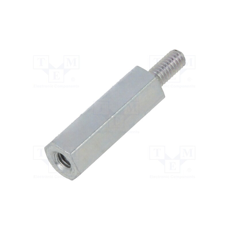 50 pcs : 222X15 - Screwed spacer sleeve, 15mm, Int.thread: M2,5, Ext.thread: M2,5