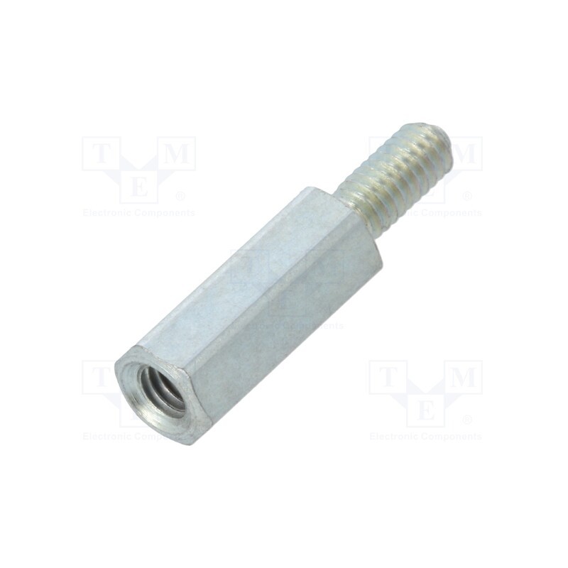 50 pcs : 2212X10 - Screwed spacer sleeve, 10mm, Int.thread: M2,5, Ext.thread: M2,5