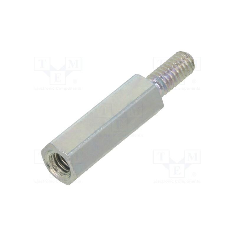 50 pcs : 2212X12 - Screwed spacer sleeve, 12mm, Int.thread: M2,5, Ext.thread: M2,5