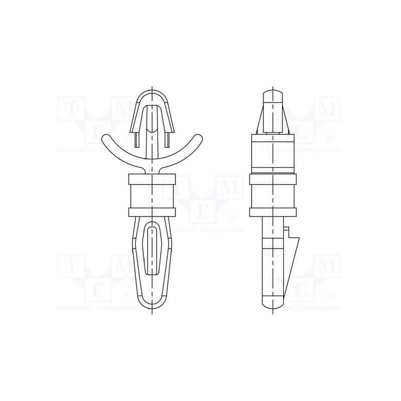 50 pcs : 8G813V40854 - PCB distance, polyamide 66, L: 6.4mm, latch/latch, natural