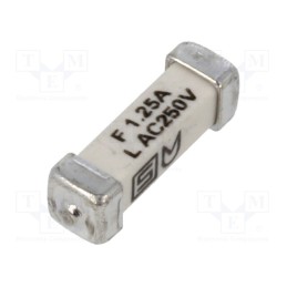10 pcs : 3405.0167.11 - Fuse: fuse, quick blow, 1.25A, 250VAC, 125VDC, SMD, ceramic, copper