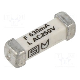 10 pcs : 3405.0164.11 - Fuse: fuse, quick blow, 630mA, 250VAC, 125VDC, SMD, ceramic, copper