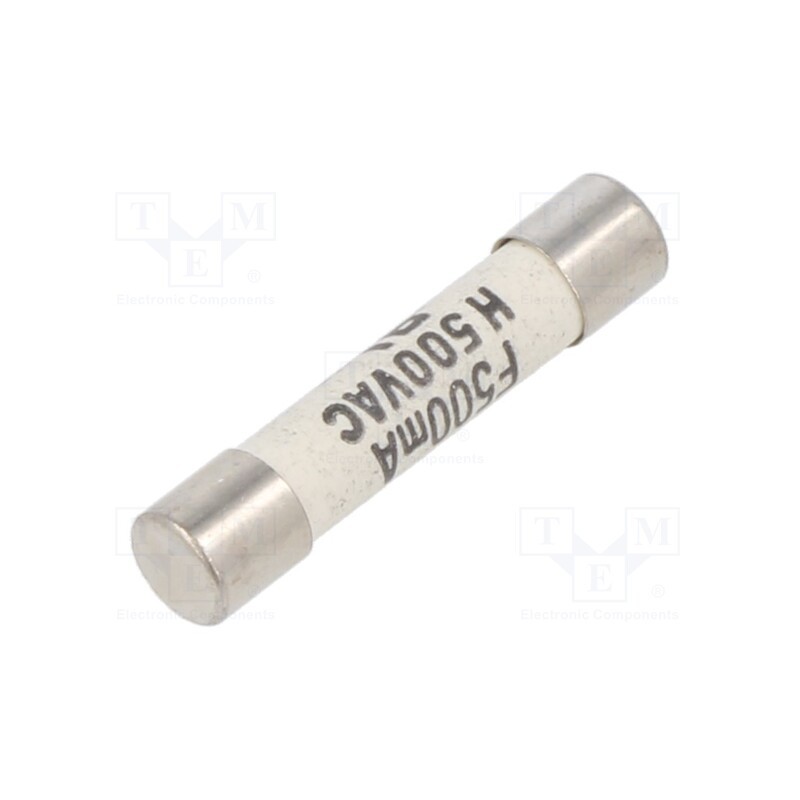 10 pcs : 8020.5065 - Fuse: fuse, quick blow, 0.5A, 500VAC, ceramic,cylindrical, SHF