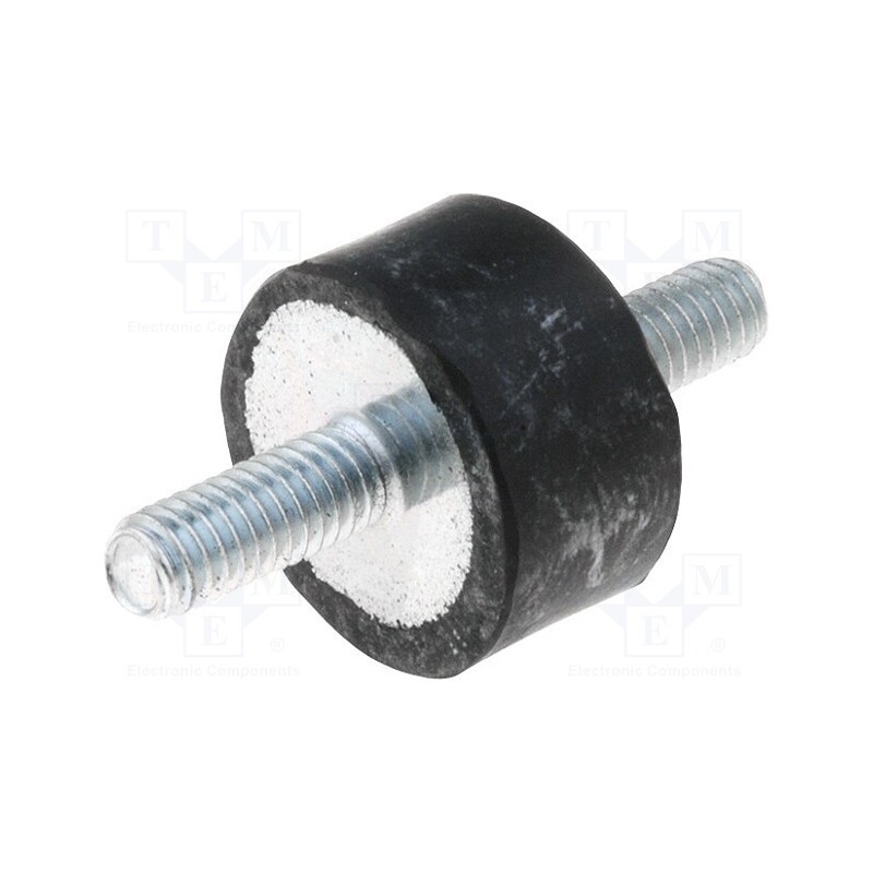 10 pcs : DVA.1-15-8-M4-10-55 - Vibration damper, M4, Ø: 15mm, rubber, L: 8mm, Thread len: 10mm, 230N