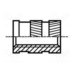 50 pcs : 1386891 - Threaded insert, brass, without coating, M5, BN 1052, L: 9.5mm