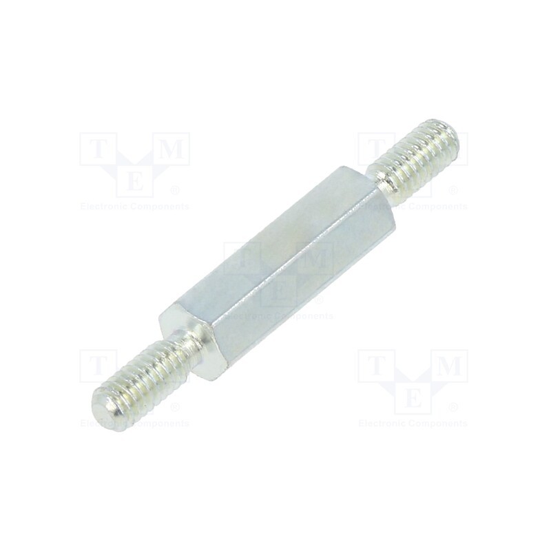50 pcs : 4212X12 - Screwed spacer sleeve, 12mm, Ext.thread: M2,5, hexagonal, steel