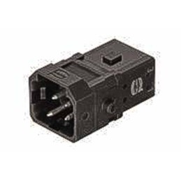 1 pcs - HARTING Heavy Duty Power Connector Insert, 10A, Male, Han 1A Series, 3 Contacts