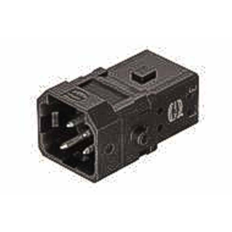 1 pcs - HARTING Heavy Duty Power Connector Insert, 10A, Male, Han 1A Series, 3 Contacts