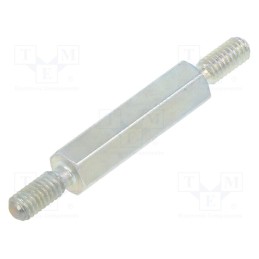 50 pcs : 4212X15 - Screwed spacer sleeve, 15mm, Ext.thread: M2,5, hexagonal, steel