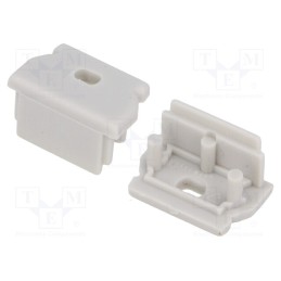 10 set : A1100022 -AS - Cap for LED profiles, grey, 2pcs, ABS, with hole, UNI12