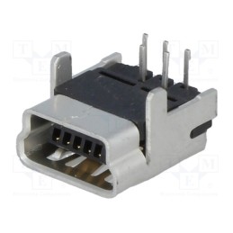 10 pcs : 548190519 - Socket, USB B mini, on PCBs, THT, PIN: 5, angled 90°