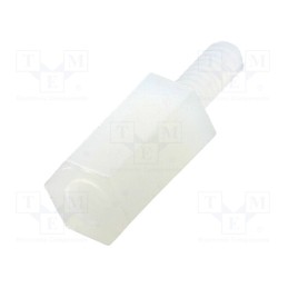 50 pcs : FIX-TP2-7 - Screwed spacer sleeve, hexagonal, polyamide, M2, M2, 7mm, natural