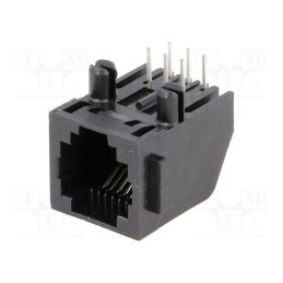 10 pcs : 5555163-1 - Socket, RJ12, PIN: 6, Cat: 3, Layout: 6p6c, on PCBs, THT, 12.7mm