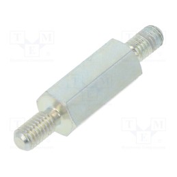 50 pcs : 424X12 - Screwed spacer sleeve, 12mm, Ext.thread: M3, hexagonal, steel