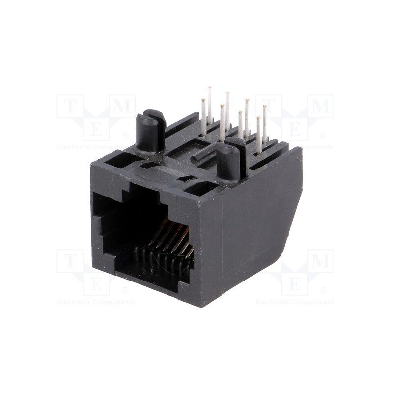 10 pcs : 5555167-1 - Socket, RJ45, PIN: 8, Layout: 8p8c, on PCBs, THT