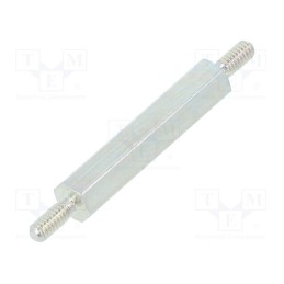 50 pcs : 421X20 - Screwed spacer sleeve, 20mm, Ext.thread: M2, hexagonal, steel
