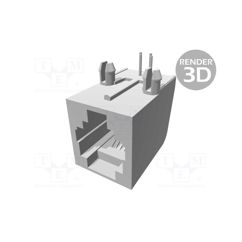 10 pcs : 5555979-1 - Socket, RJ11, PIN: 4, Cat: 3, Layout: 6p4c, on PCBs, THT, 16.2mm