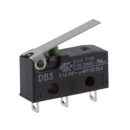 1 pcs - ZF Short Lever Micro Switch, Solder Terminal, 100 mA @ 30 V dc, SPDT