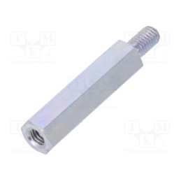 50 pcs : 223X20 - Screwed spacer sleeve, 20mm, Int.thread: M3, Ext.thread: M3, steel