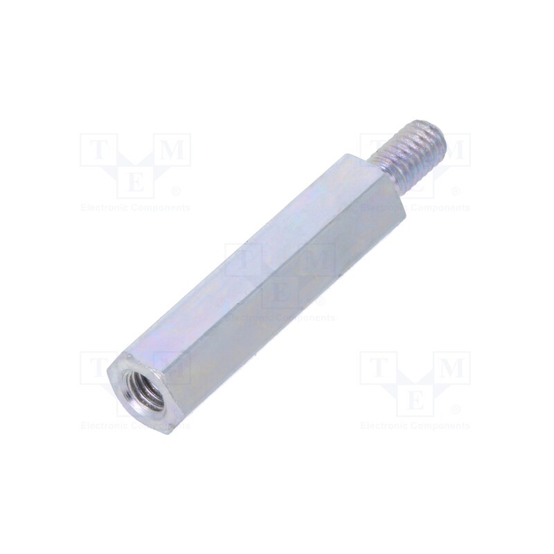50 pcs : 223X20 - Screwed spacer sleeve, 20mm, Int.thread: M3, Ext.thread: M3, steel