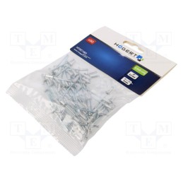 10 pcg : HT2C160 - Rivet, aluminium, Rivet diam: 3.2mm, L.rivet: 8mm, 50pcs.