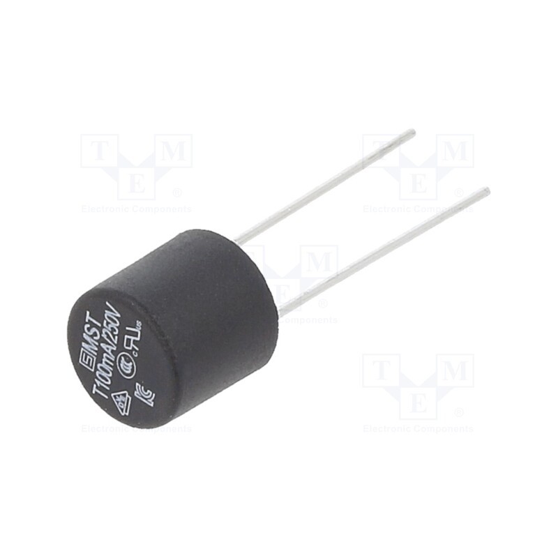 10 pcs : 34.6705 - Fuse: fuse, time-lag, 100mA, 250VAC, PCB,THT, TR5, copper, MST 250