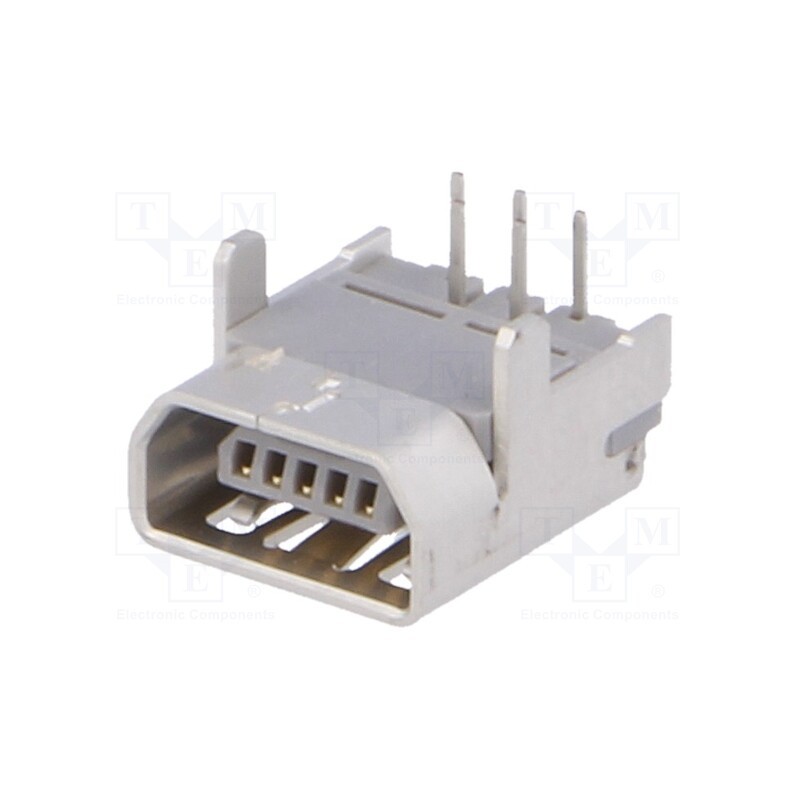 10 pcs : 565790519 - Socket, USB AB mini, on PCBs, THT, PIN: 5, angled 90°